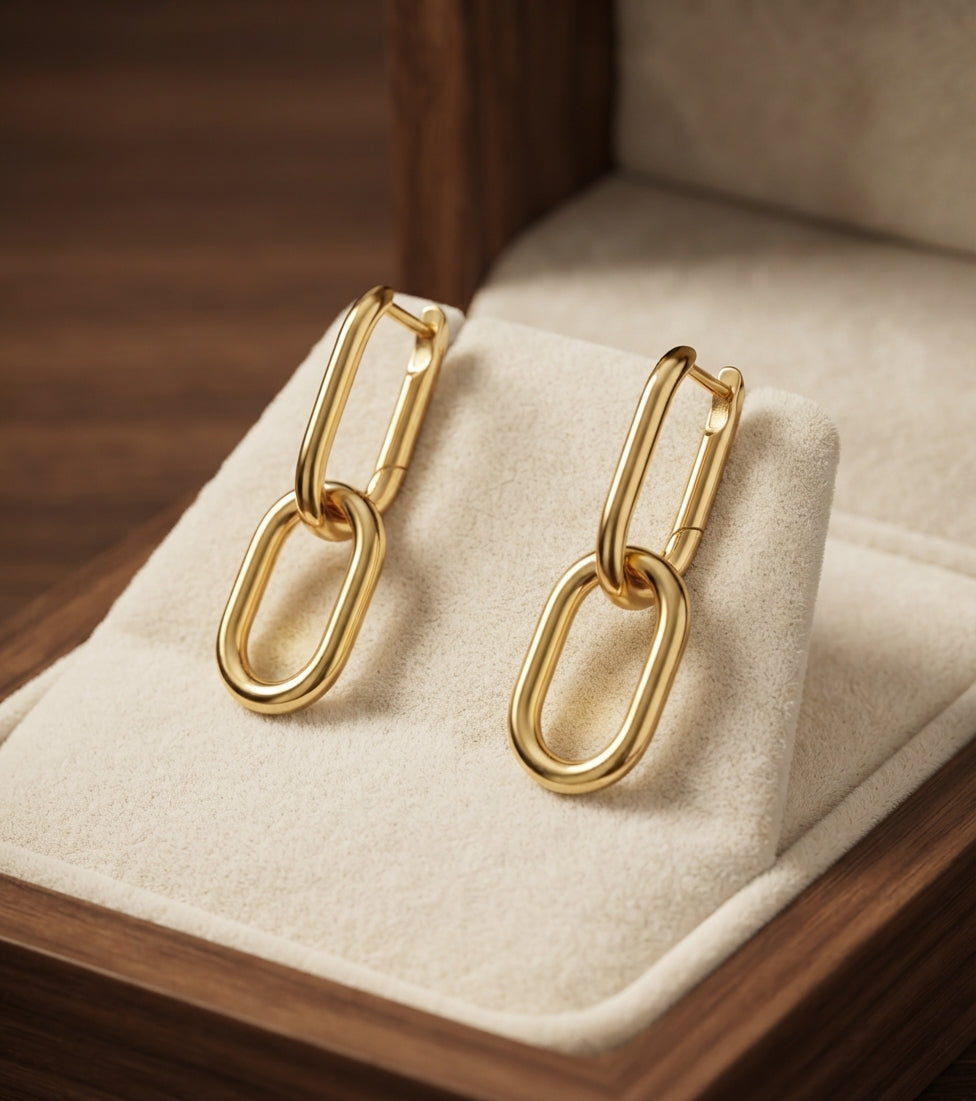 Link Drop Hoop Earrings