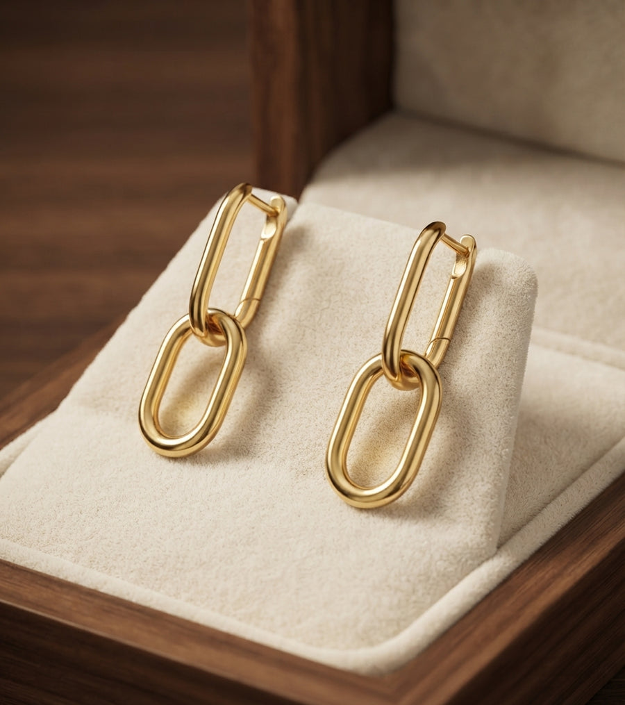 Link Drop Hoop Earrings