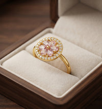 Pink Heart Bloom Spinner Ring