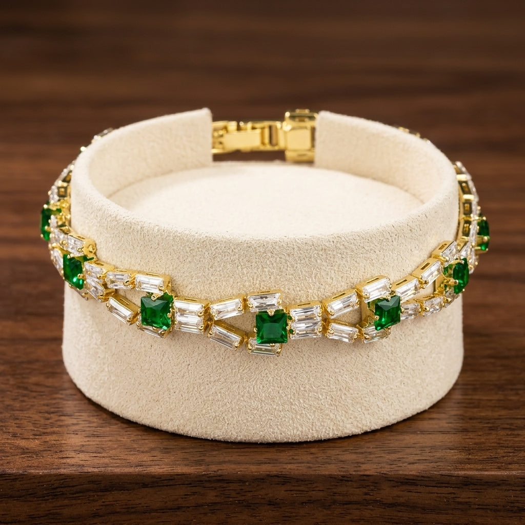 Green Link Tennis Bracelet