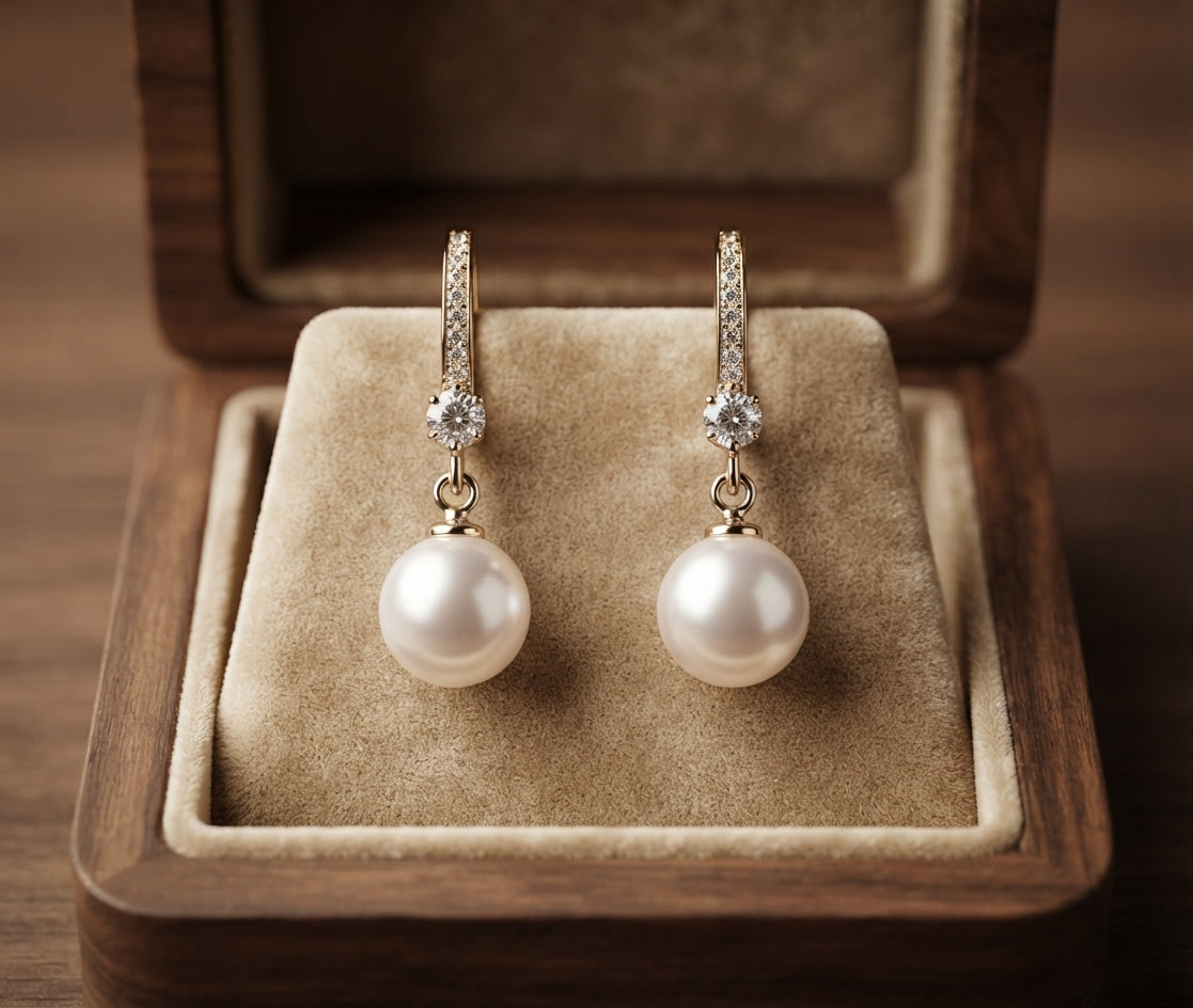 Lustrous Zirconia and Pearl Drop Earrings