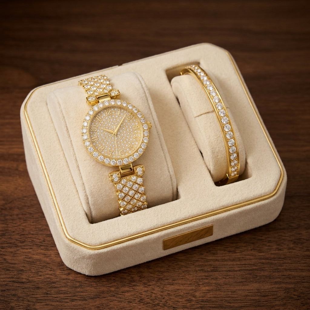 Luxe Radiance Watch and Bracelet Set
