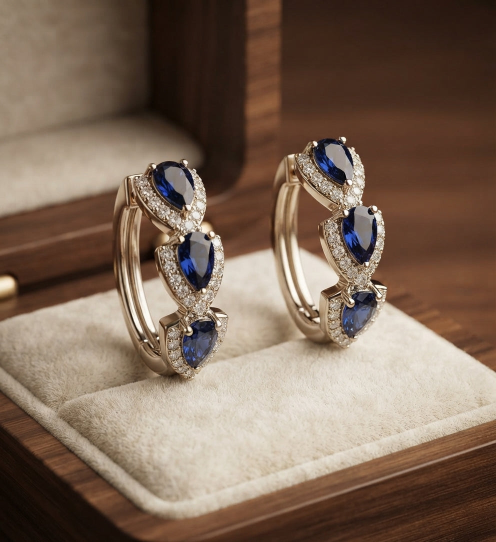 Royal Sapphire Crest Earrings