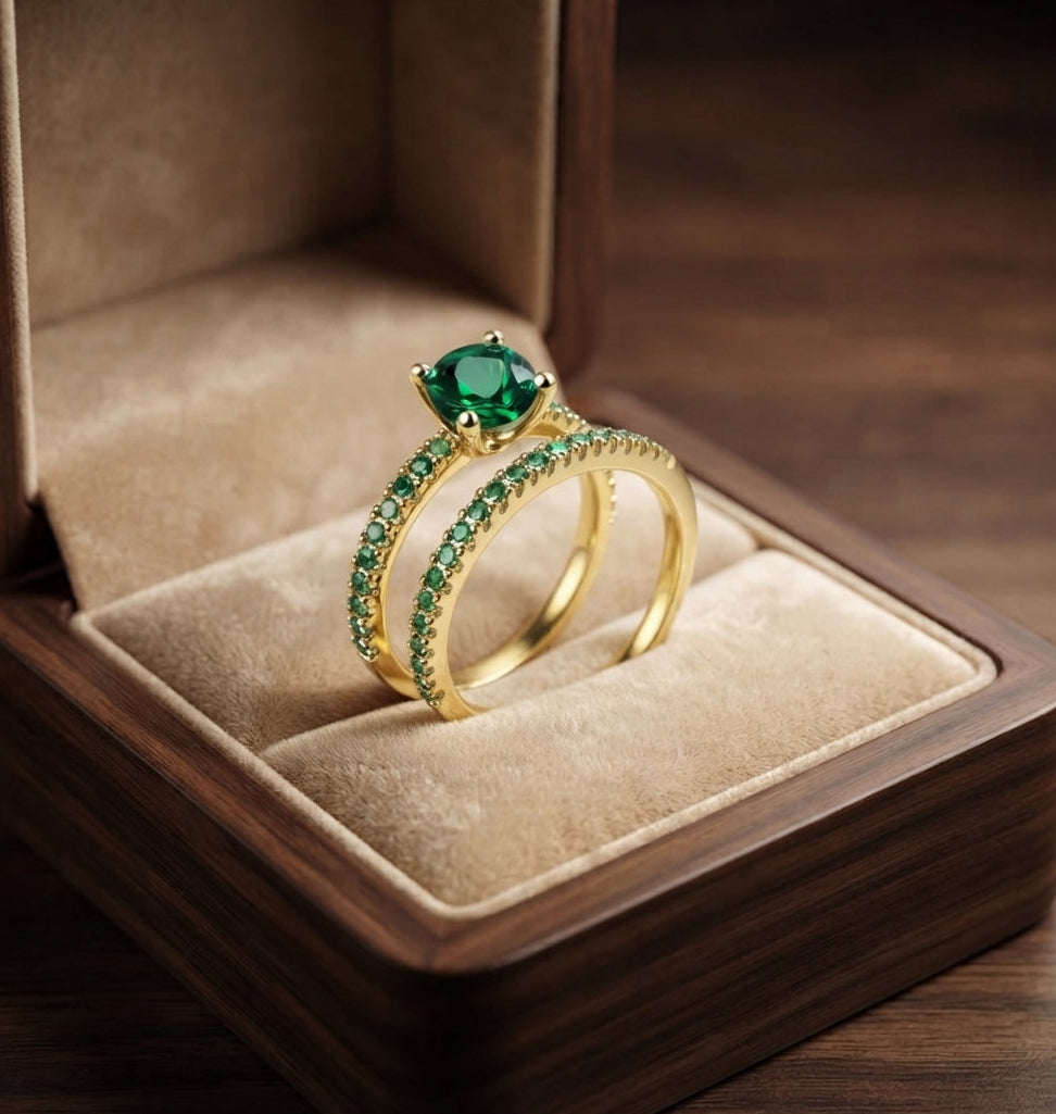 Serena Emerald Duo Ring Set