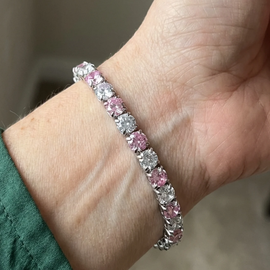 Pink Sapphire Duo Tennis Bracelet