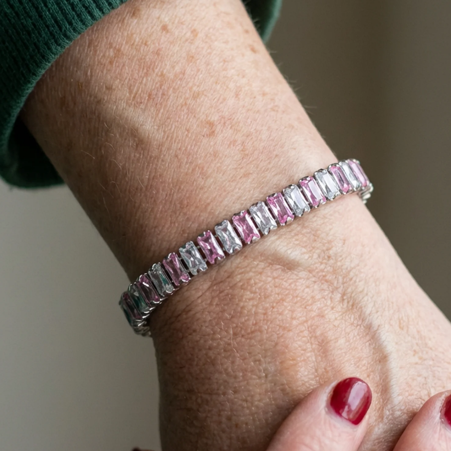 Pink Stripe Tennis Bracelet