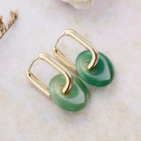 Aventurine Carabiner Fish-hook Earrings