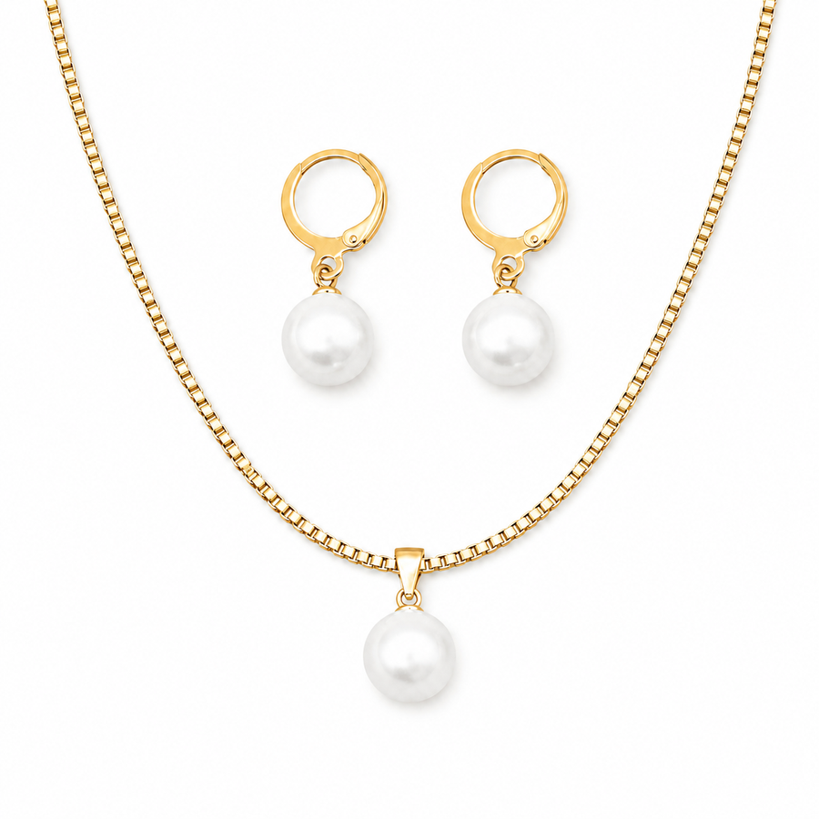 Golden Grace Pearl Jewelry Set